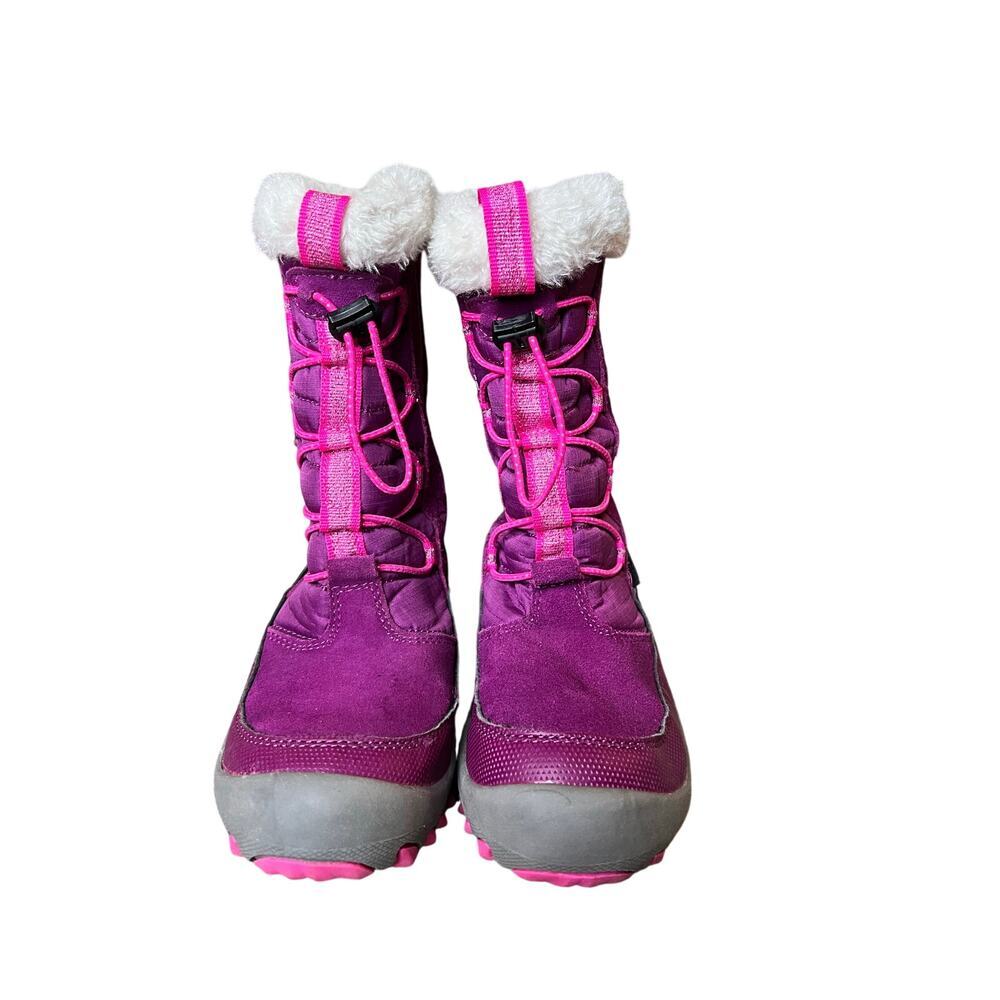 M.A.P Sequoia Girls Winter Snow Boot, Gray Dark Pink, Size 1, Leather Waterproof - Picture 2 of 9